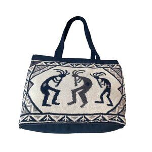 El Paso Saddle Blanket Women's Black Cotton Stencil Purse Sz L - NWOT